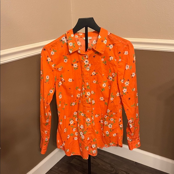 Talbots Orange Floral Blouse - Picture 1 of 4